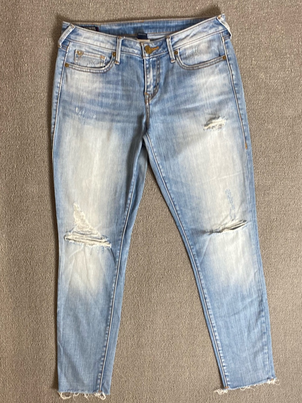 True Religion Halle Mid Rise Super Skinny Distressed Denim Ankle Jeans